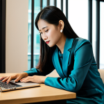 **Prompt:** A professional Thai businesswoman in a modest, elegant silk dress, working on a laptop at a modern co-working space in Bangkok, fully clothed, appropriate attire, safe for work, perfect anatomy, natural proportions, professional photography, high quality, family-friendly.